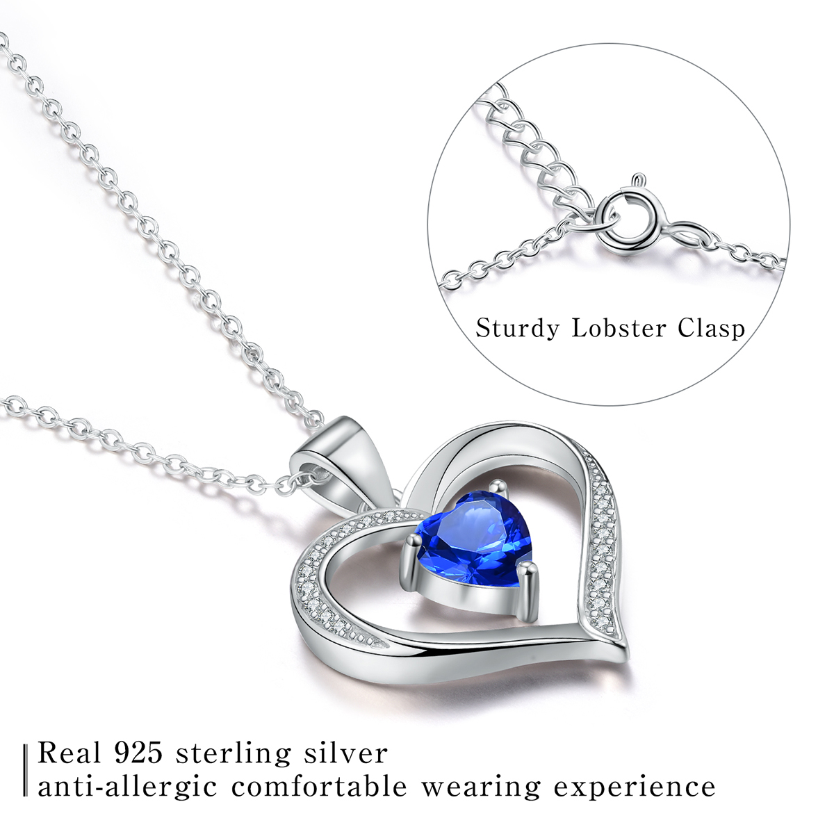 Elegant Heart Shape Sterling Silver Plating Inlay Zircon Pendant Necklace display picture 12