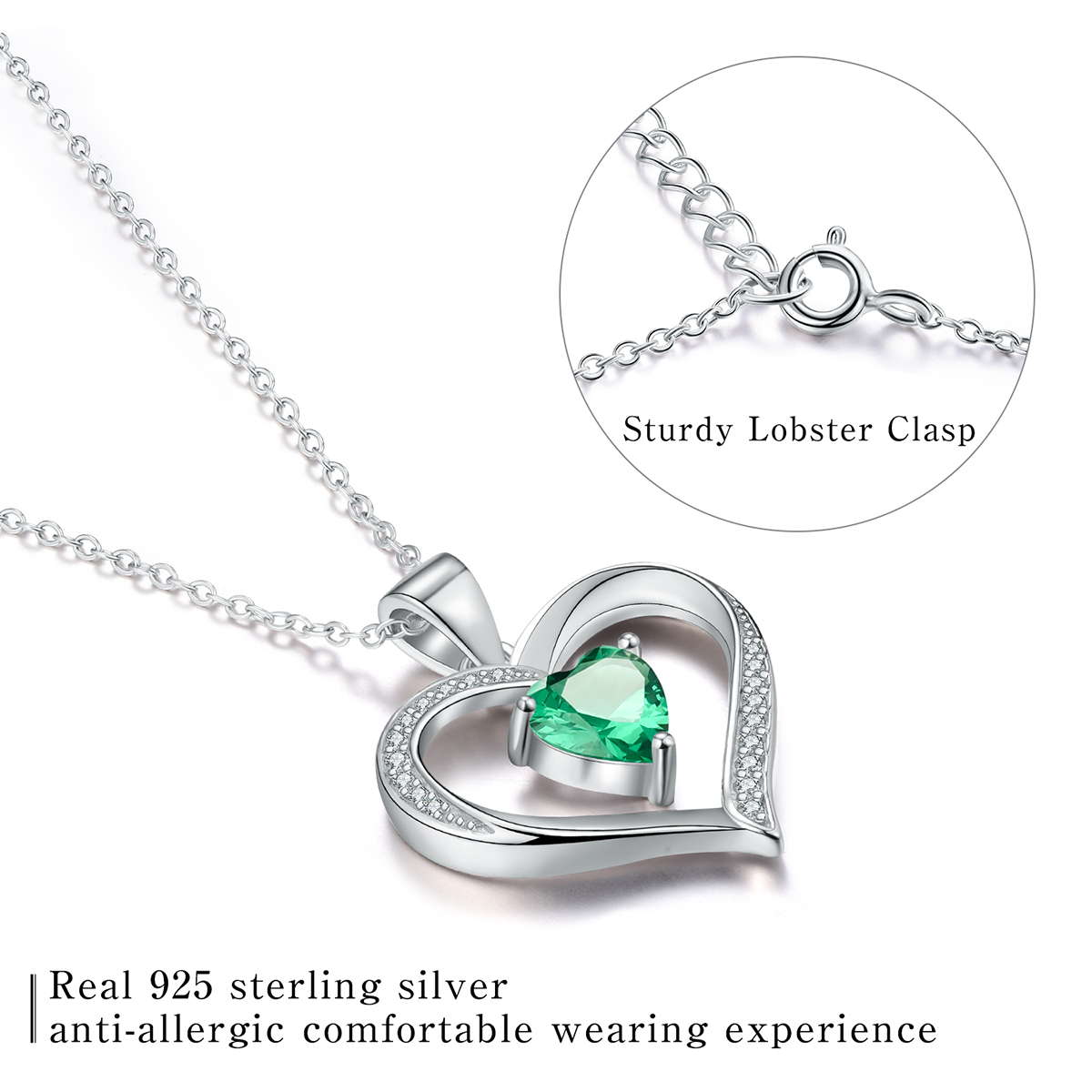 Elegant Heart Shape Sterling Silver Plating Inlay Zircon Pendant Necklace display picture 7
