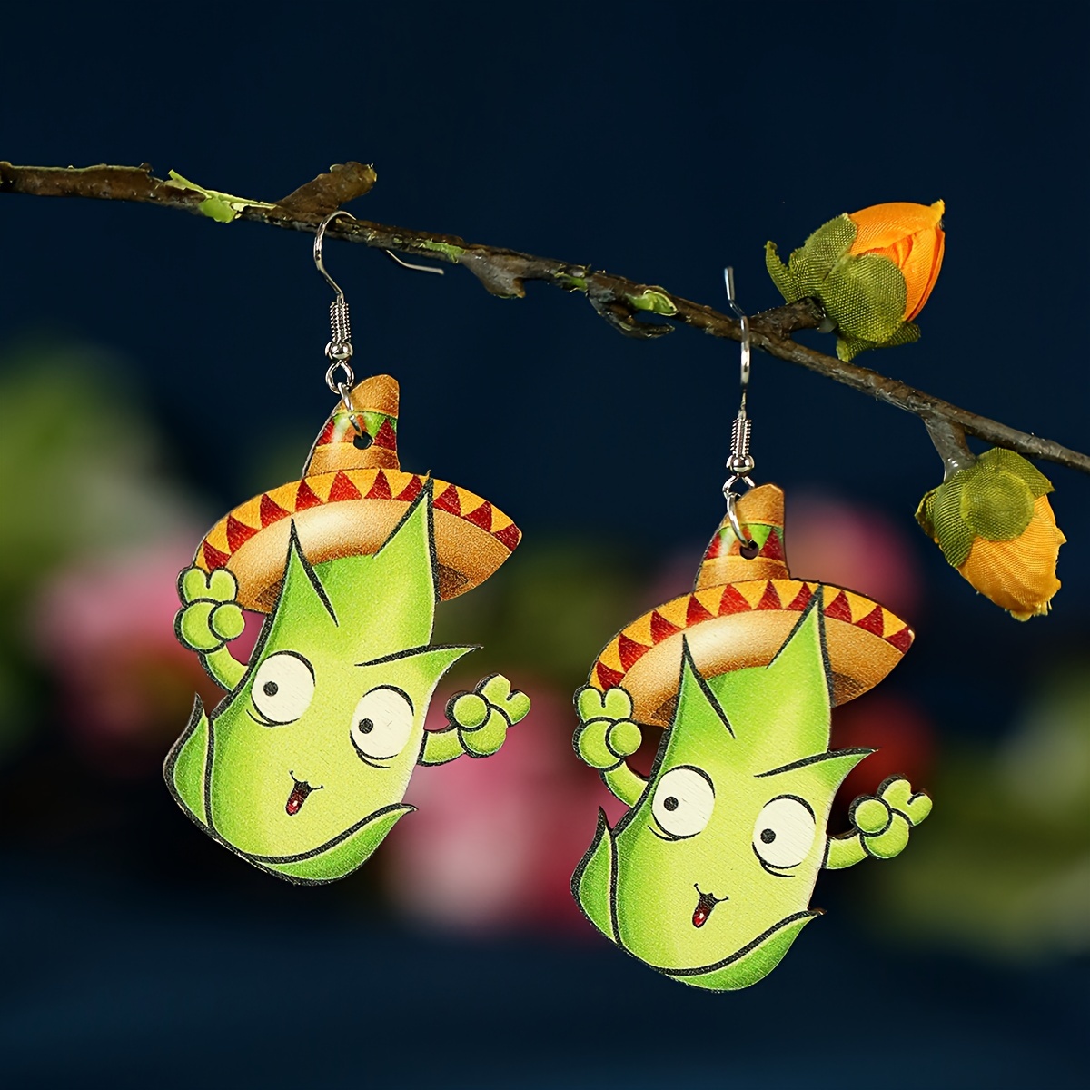 1 Pair Cartoon Style Cute Funny Corn Grape Wood Drop Earrings display picture 1
