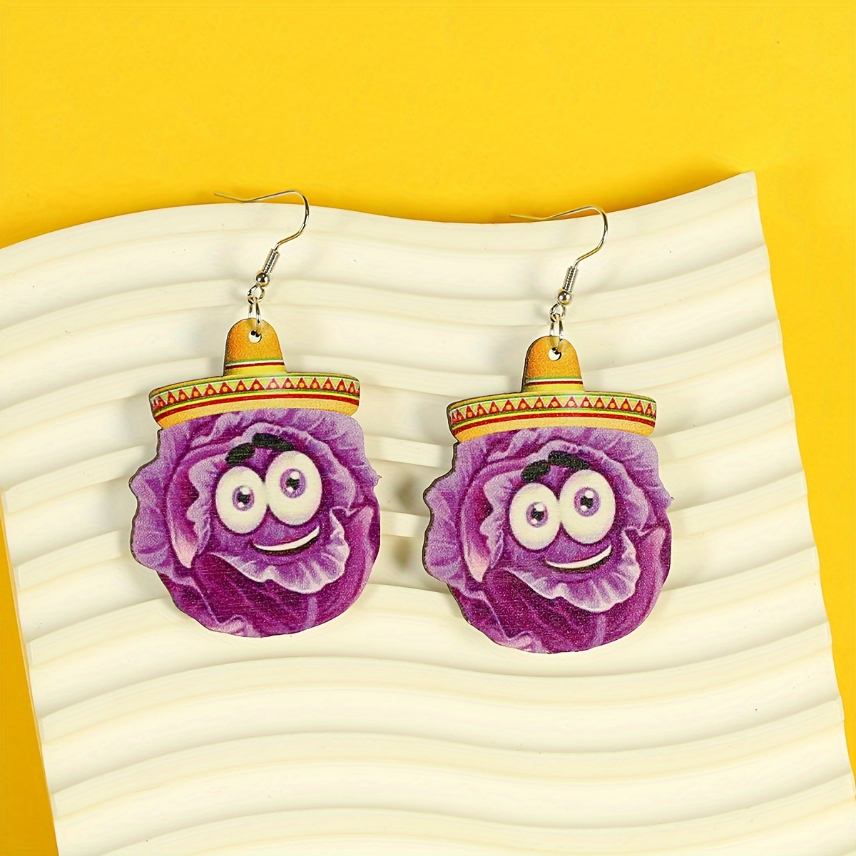 1 Pair Cartoon Style Cute Funny Corn Grape Wood Drop Earrings display picture 14