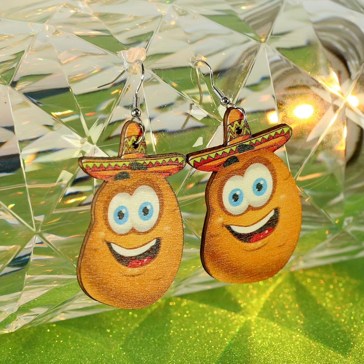 1 Pair Cartoon Style Cute Funny Corn Grape Wood Drop Earrings display picture 9