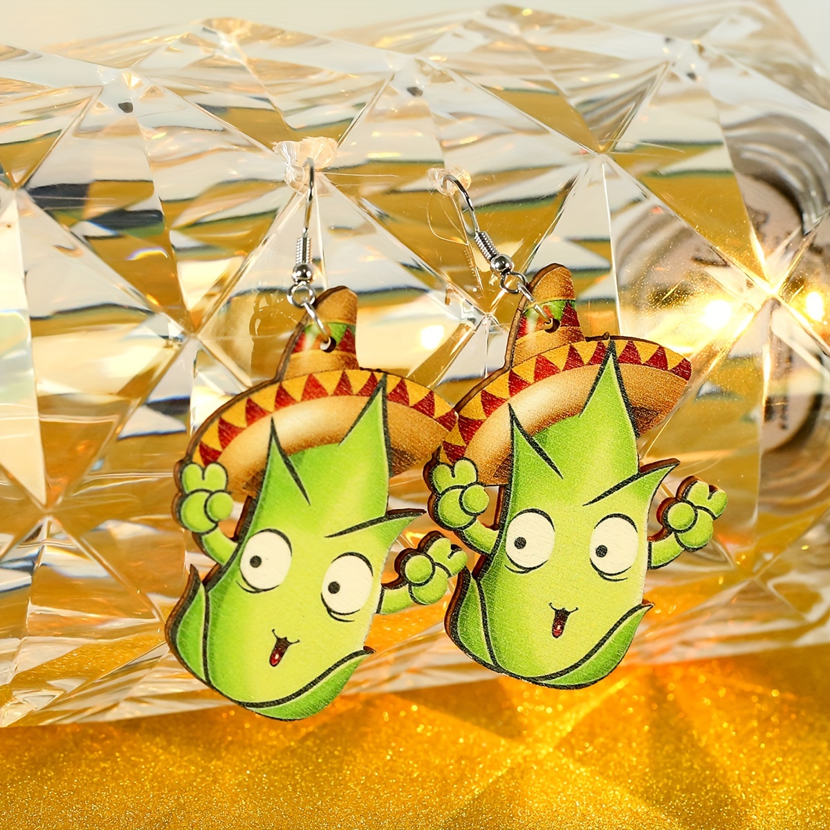 1 Pair Cartoon Style Cute Funny Corn Grape Wood Drop Earrings display picture 4