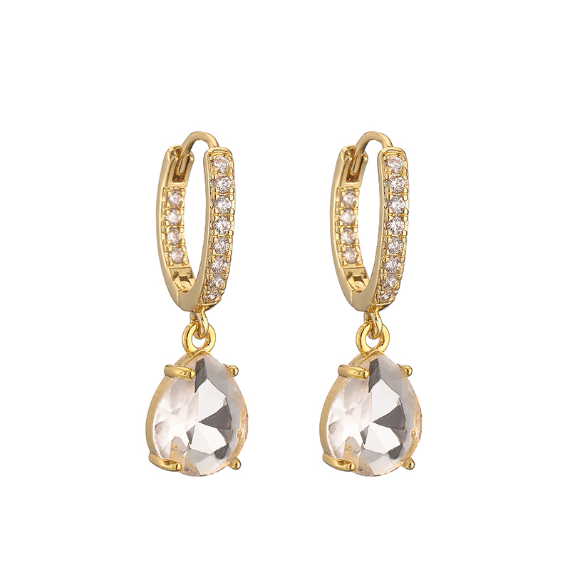 1 Pair Casual Vacation Shiny Water Droplets Plating Inlay Copper Zircon 18k Gold Plated Drop Earrings display picture 4