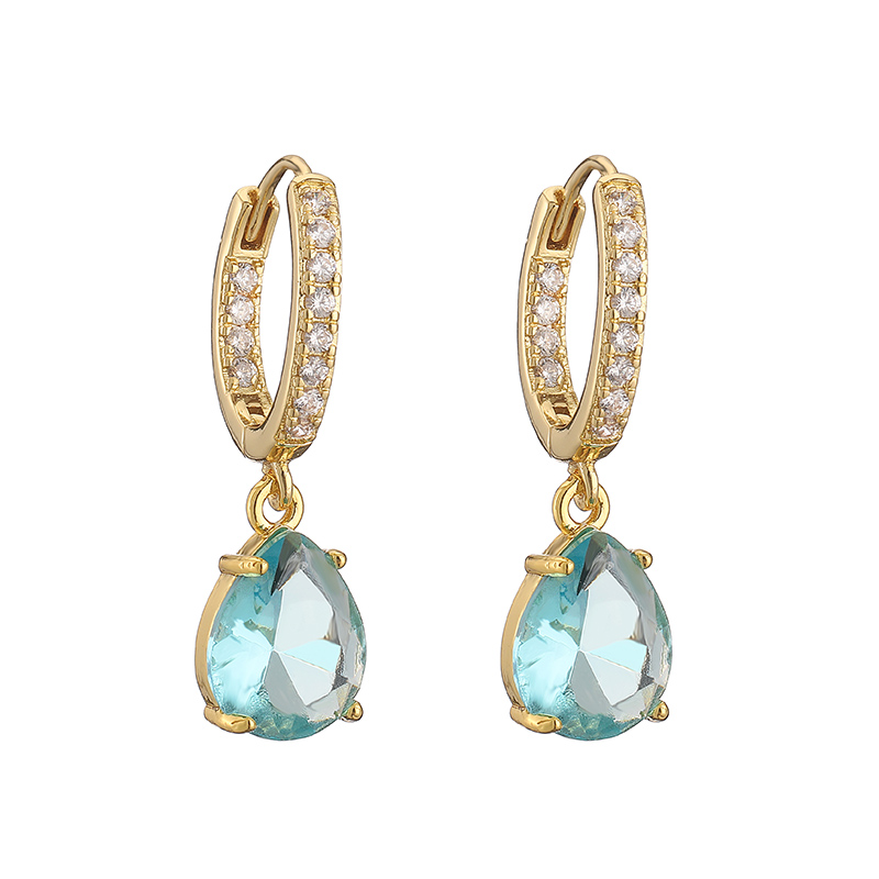 1 Pair Casual Vacation Shiny Water Droplets Plating Inlay Copper Zircon 18k Gold Plated Drop Earrings display picture 2