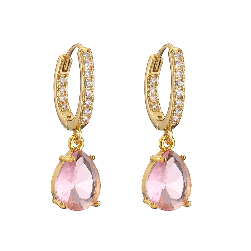 1 Pair Casual Vacation Shiny Water Droplets Plating Inlay Copper Zircon 18k Gold Plated Drop Earrings display picture 5