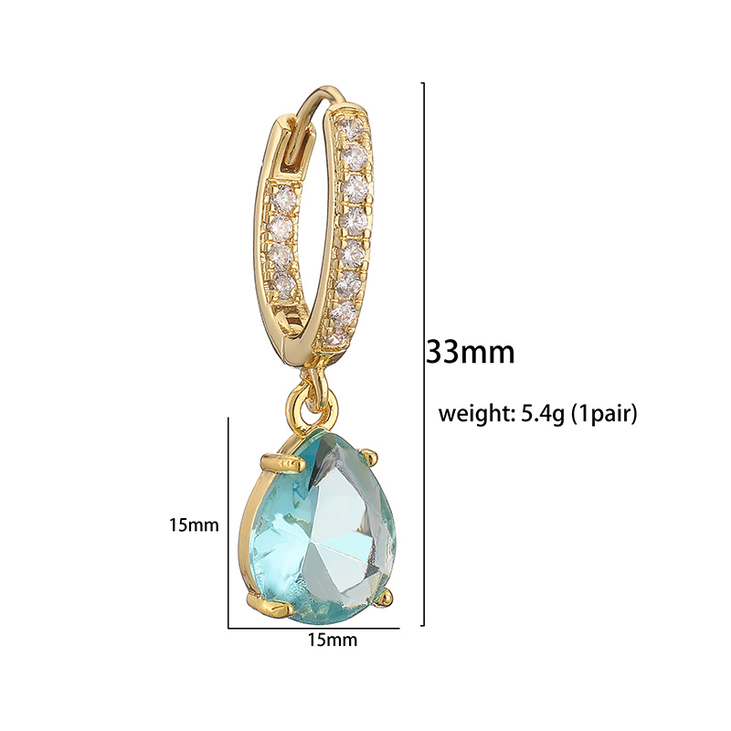 1 Pair Casual Vacation Shiny Water Droplets Plating Inlay Copper Zircon 18k Gold Plated Drop Earrings display picture 7