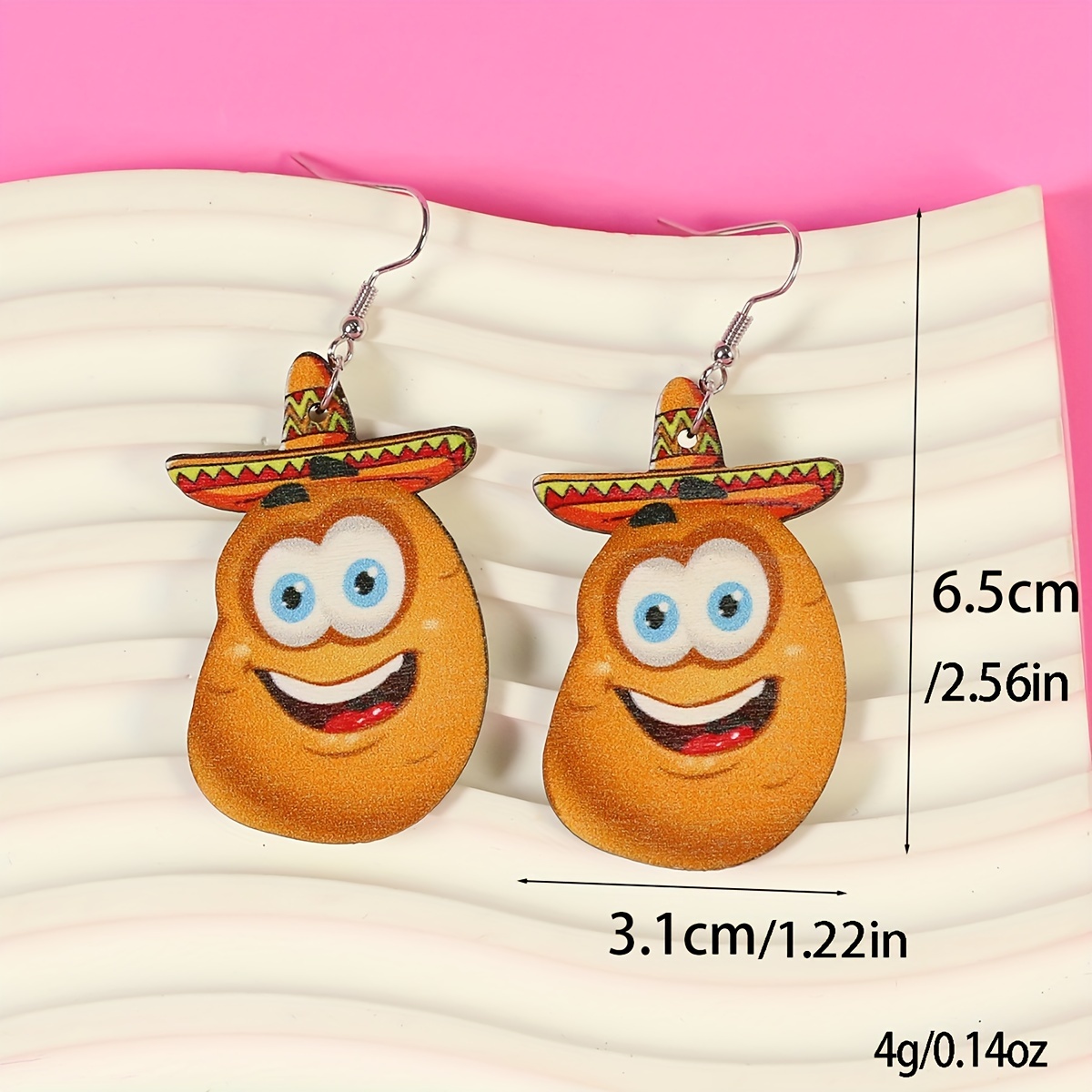 1 Pair Cartoon Style Cute Funny Corn Grape Wood Drop Earrings display picture 10
