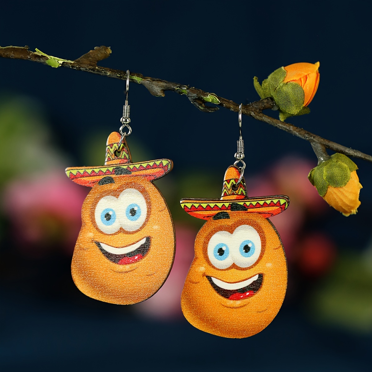 1 Pair Cartoon Style Cute Funny Corn Grape Wood Drop Earrings display picture 6