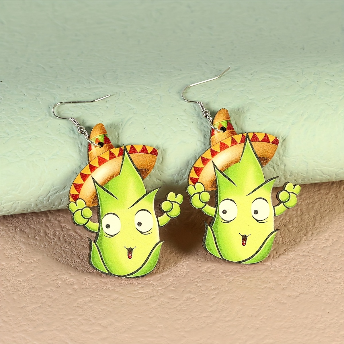 1 Pair Cartoon Style Cute Funny Corn Grape Wood Drop Earrings display picture 3