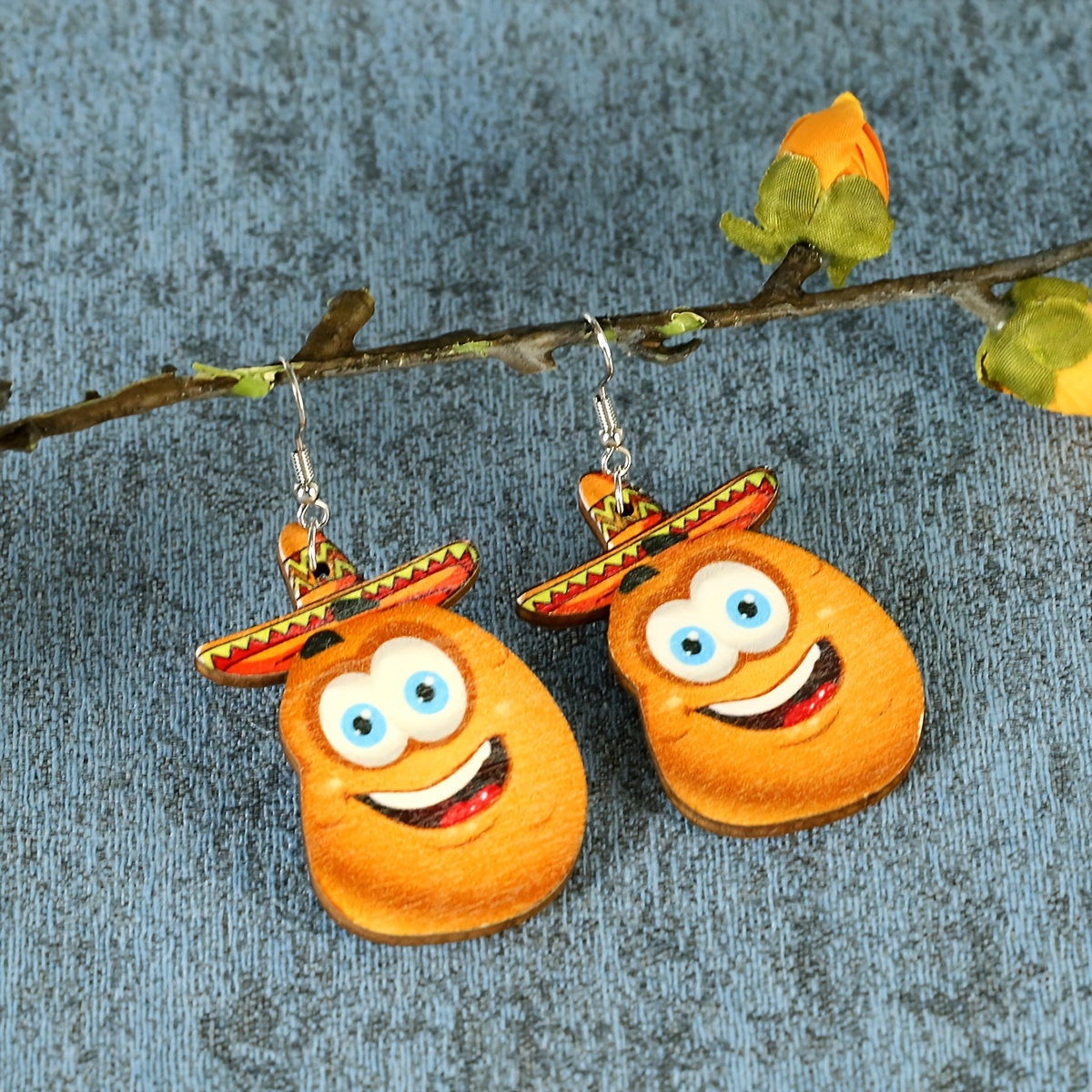 1 Pair Cartoon Style Cute Funny Corn Grape Wood Drop Earrings display picture 7
