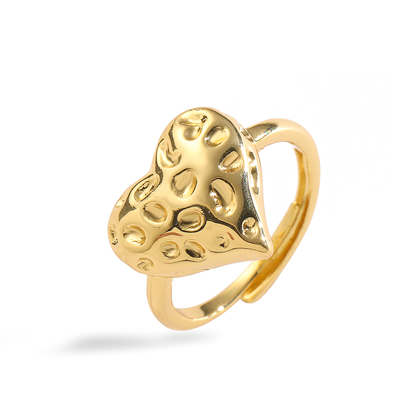 Vintage Style Simple Style Heart Shape Twist Copper 18k Gold Plated Zircon Rings In Bulk display picture 6