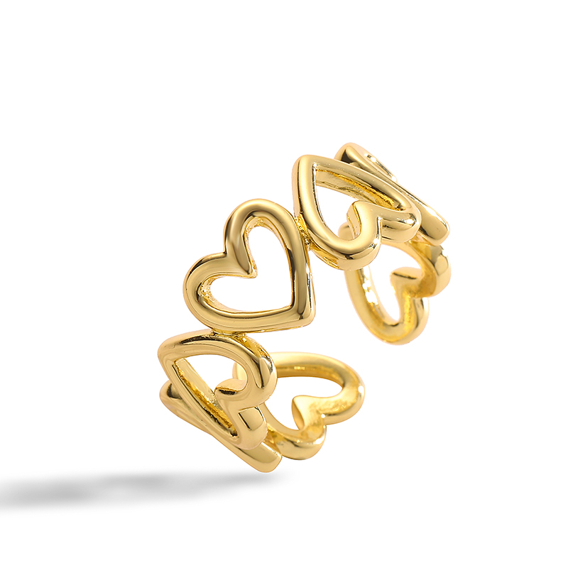 Vintage Style Simple Style Heart Shape Twist Copper 18k Gold Plated Zircon Rings In Bulk display picture 7