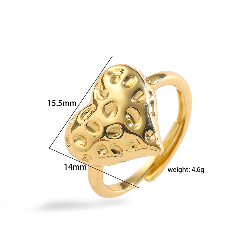 Vintage Style Simple Style Heart Shape Twist Copper 18k Gold Plated Zircon Rings In Bulk display picture 9