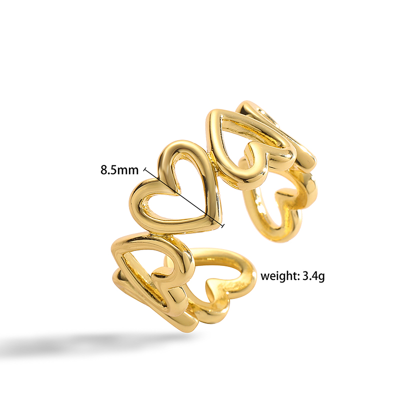 Vintage Style Simple Style Heart Shape Twist Copper 18k Gold Plated Zircon Rings In Bulk display picture 10