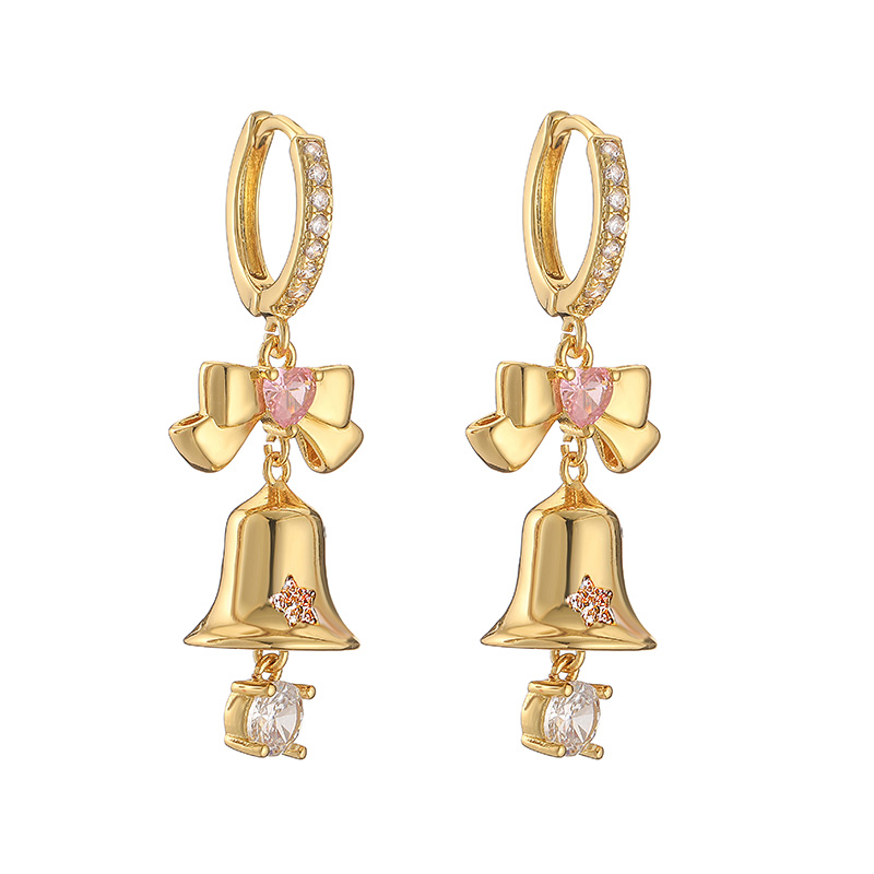 1 Pair Casual Christmas Sweet Christmas Hat Christmas Tree Santa Claus Plating Hollow Out Inlay Copper Zircon 18k Gold Plated Drop Earrings display picture 5