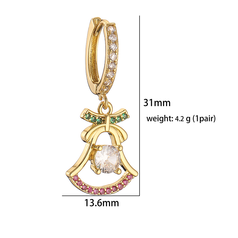 1 Pair Casual Christmas Sweet Christmas Hat Christmas Tree Santa Claus Plating Hollow Out Inlay Copper Zircon 18k Gold Plated Drop Earrings display picture 13