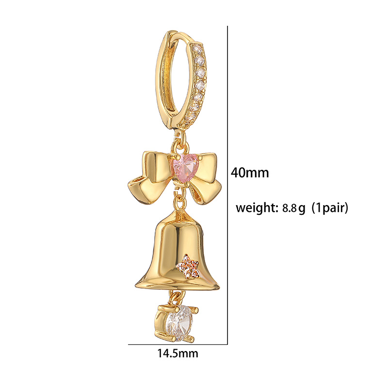 1 Pair Casual Christmas Sweet Christmas Hat Christmas Tree Santa Claus Plating Hollow Out Inlay Copper Zircon 18k Gold Plated Drop Earrings display picture 14