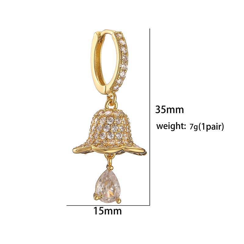 1 Pair Casual Christmas Sweet Christmas Hat Christmas Tree Santa Claus Plating Hollow Out Inlay Copper Zircon 18k Gold Plated Drop Earrings display picture 15