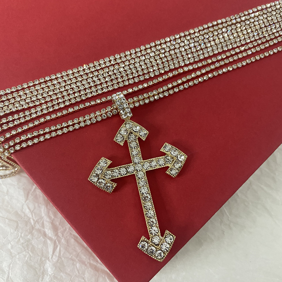 Ig Style Casual Vintage Style Cross Silver Plated Rhinestones Stainless Steel Alloy Glass Wholesale Pendant Necklace display picture 14