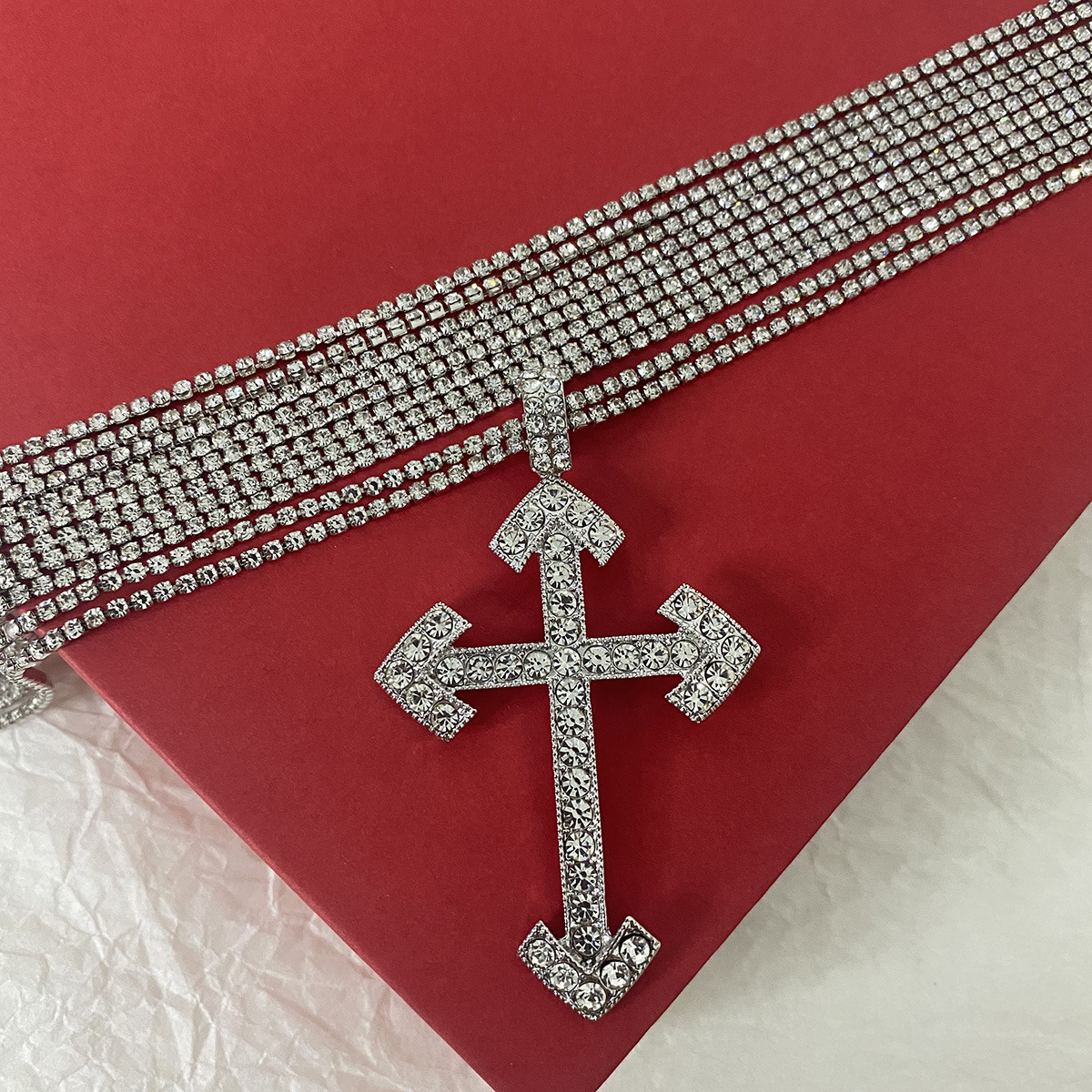 Ig Style Casual Vintage Style Cross Silver Plated Rhinestones Stainless Steel Alloy Glass Wholesale Pendant Necklace display picture 12