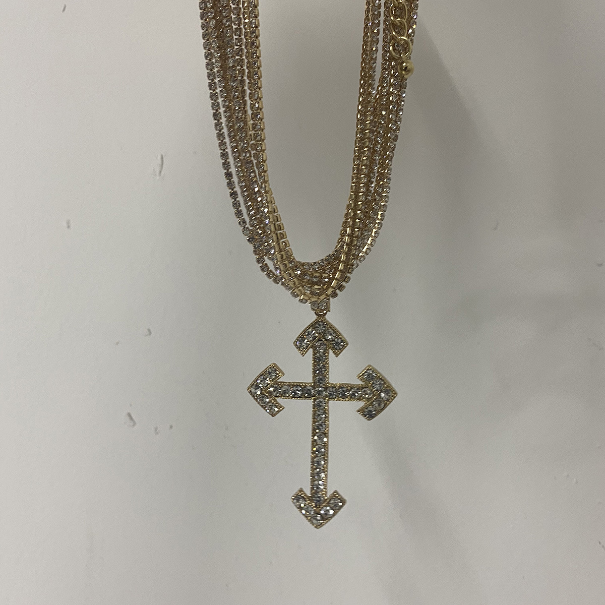 Ig Style Casual Vintage Style Cross Silver Plated Rhinestones Stainless Steel Alloy Glass Wholesale Pendant Necklace display picture 15