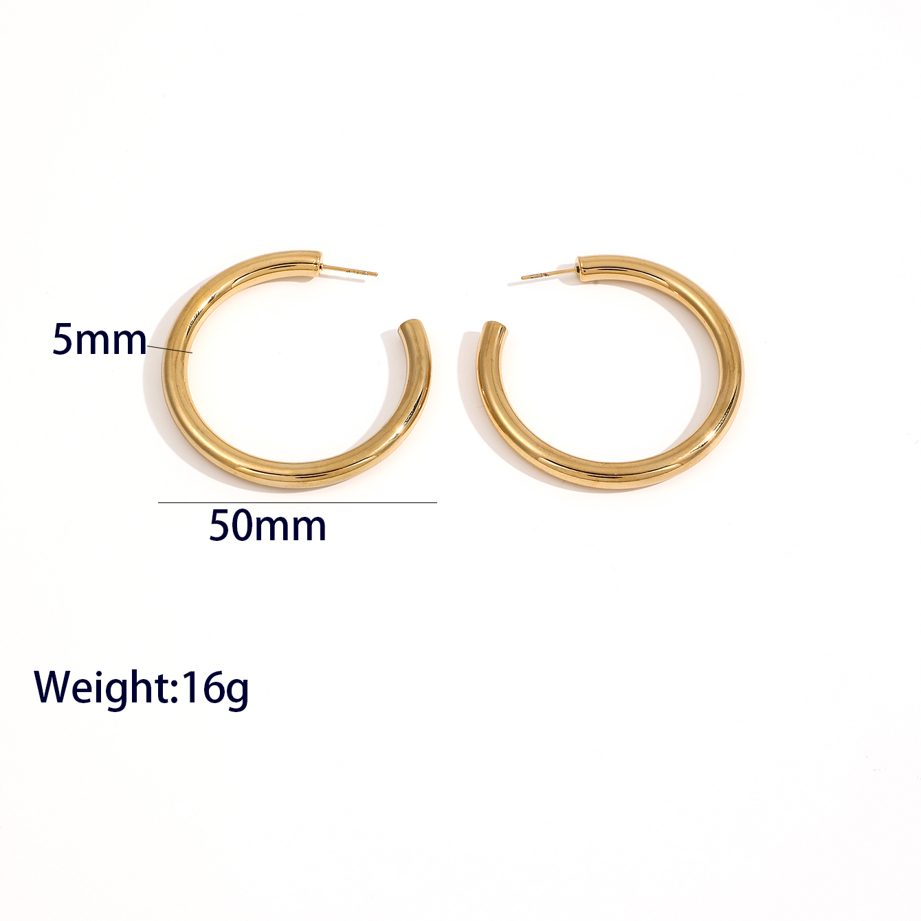 1 Pair Casual Vacation Classic Style Circle Solid Color Plating 304 Stainless Steel 18K Gold Plated Hoop Earrings display picture 3