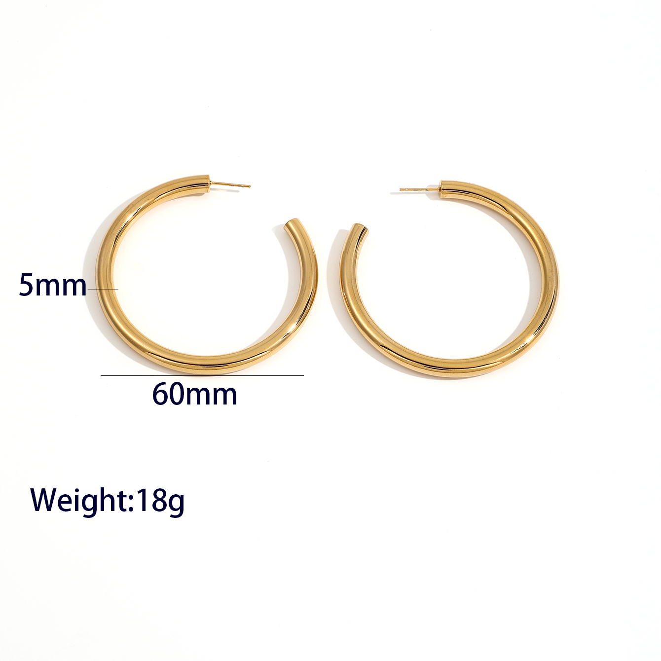 1 Pair Casual Vacation Classic Style Circle Solid Color Plating 304 Stainless Steel 18K Gold Plated Hoop Earrings display picture 4