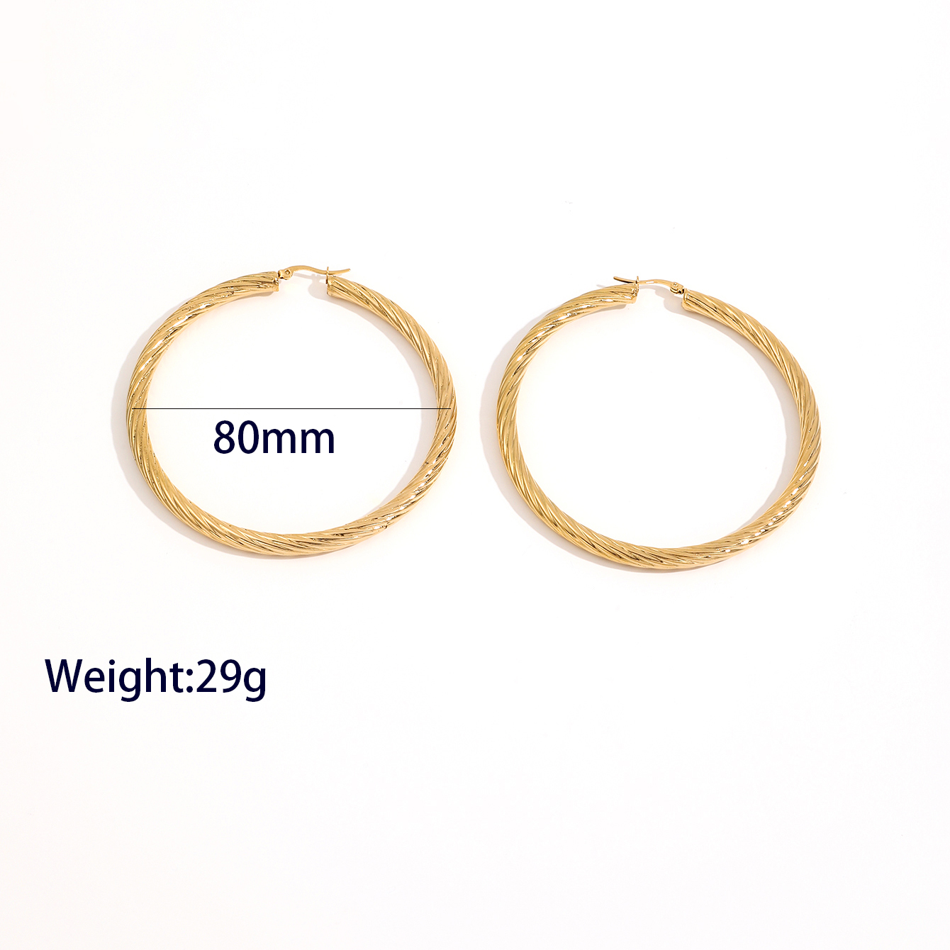 1 Pair Casual Vacation Classic Style Circle Solid Color Plating 304 Stainless Steel 18K Gold Plated Hoop Earrings display picture 5