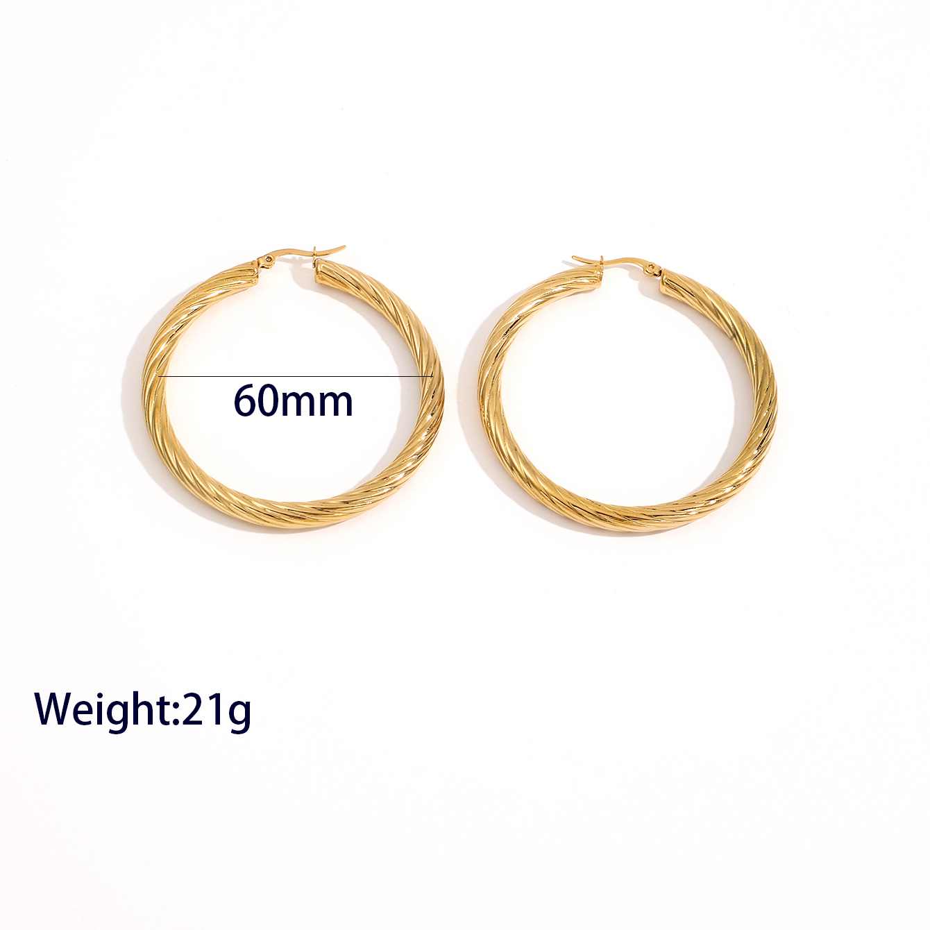 1 Pair Casual Vacation Classic Style Circle Solid Color Plating 304 Stainless Steel 18K Gold Plated Hoop Earrings display picture 6