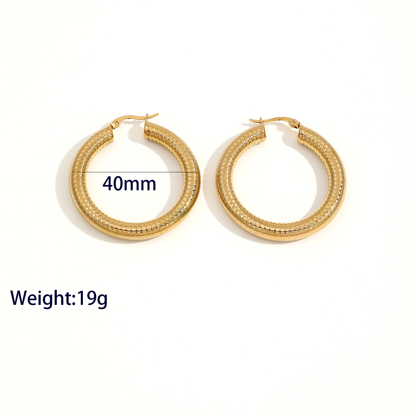 1 Pair Casual Vacation Classic Style Circle Solid Color Plating 304 Stainless Steel 18K Gold Plated Hoop Earrings display picture 9
