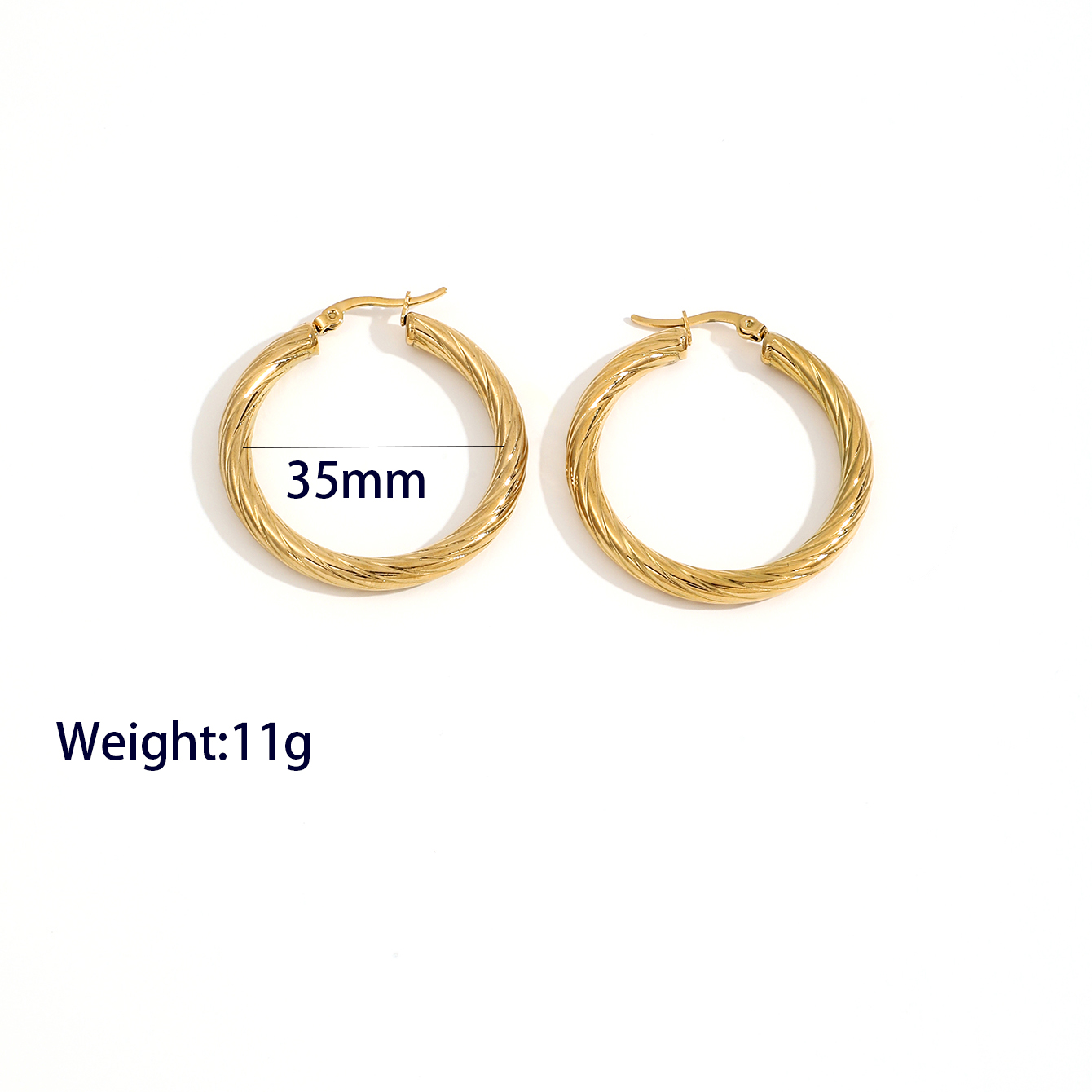 1 Pair Casual Vacation Classic Style Circle Solid Color Plating 304 Stainless Steel 18K Gold Plated Hoop Earrings display picture 7