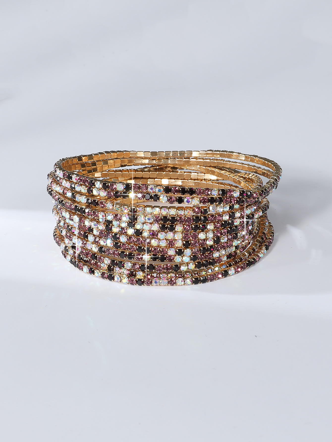 Classic Style Geometric Alloy Inlay Artificial Crystal Rhinestones Gold Plated Women's Bracelets display picture 4