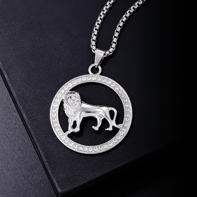 Hip Hop Style Simple Lion Acier Inoxydable Alliage Évider Incruster Strass Hommes Pendentif display picture 3