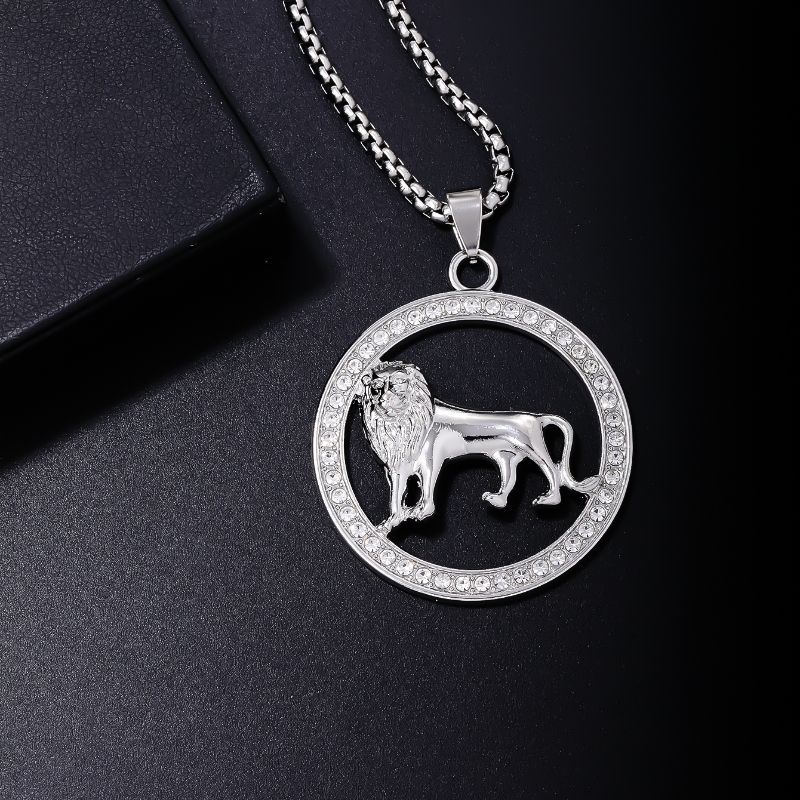 Hip Hop Style Simple Lion Acier Inoxydable Alliage Évider Incruster Strass Hommes Pendentif display picture 1