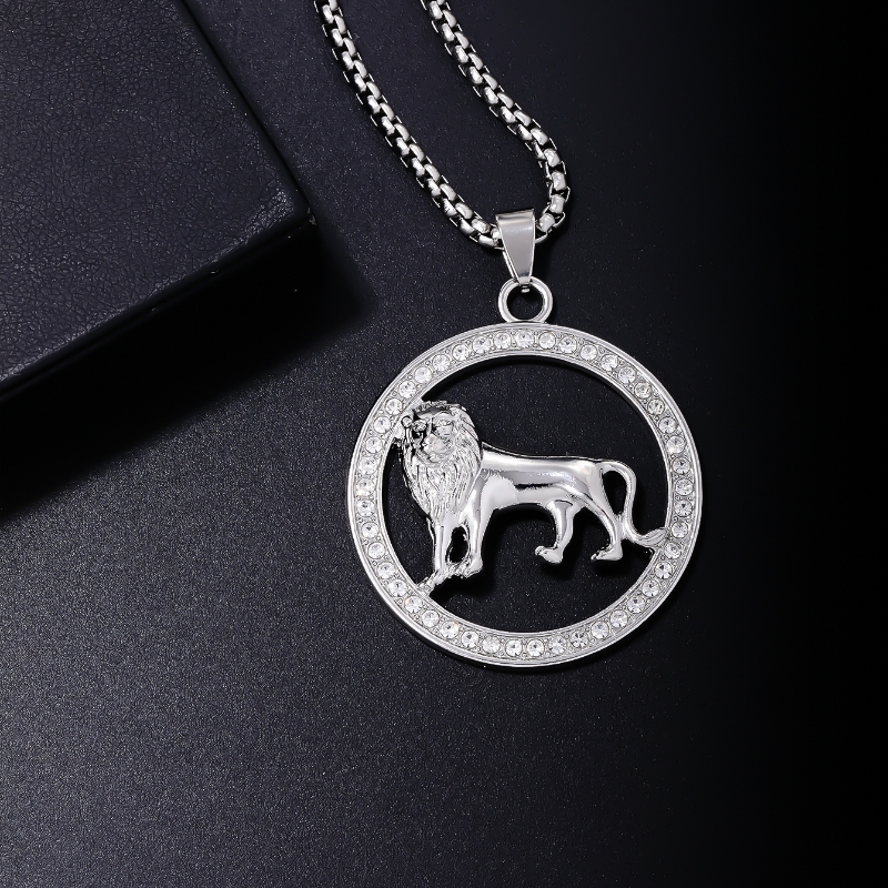 Hip-hop Simple Style Lion Stainless Steel Alloy Hollow Out Inlay Rhinestones Men's Pendant Necklace display picture 1