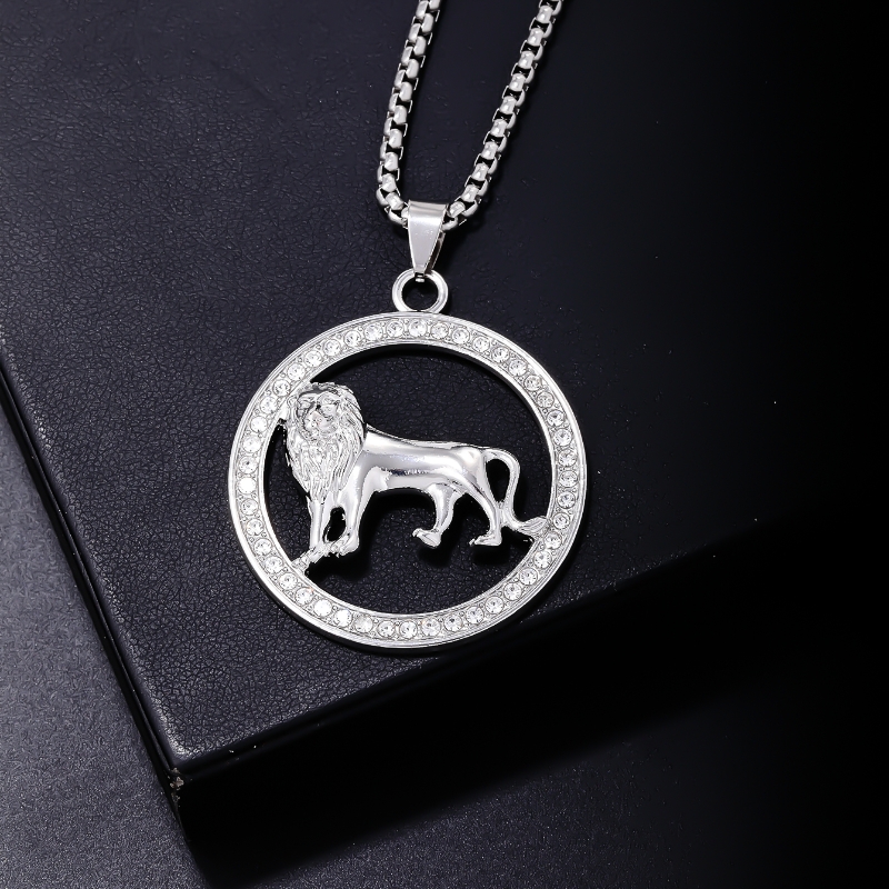 Hip Hop Style Simple Lion Acier Inoxydable Alliage Évider Incruster Strass Hommes Pendentif display picture 2