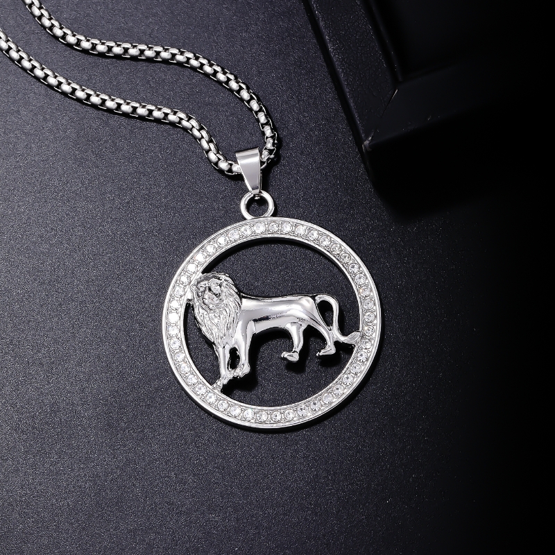 Hip Hop Style Simple Lion Acier Inoxydable Alliage Évider Incruster Strass Hommes Pendentif display picture 4