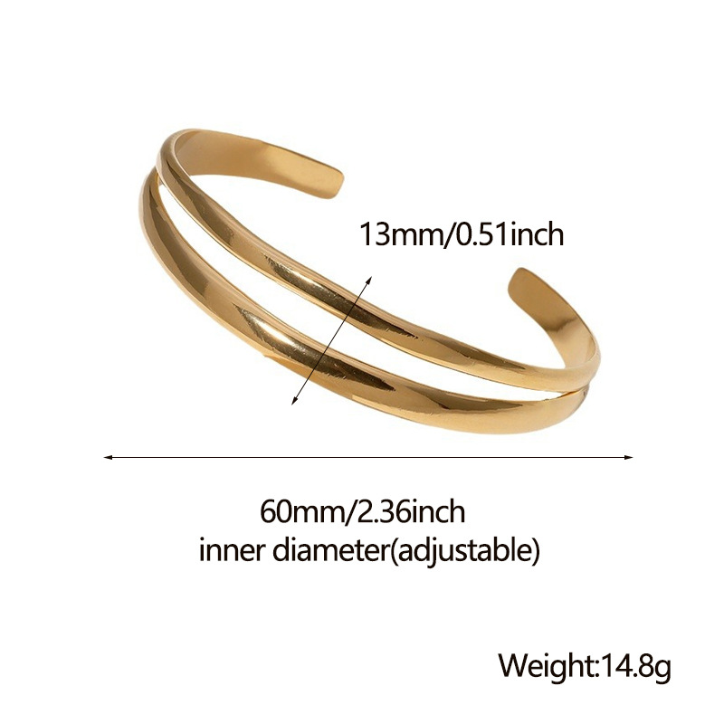 Retro Roman Style Solid Color 304 Stainless Steel 18K Gold Plated Bangle In Bulk display picture 1