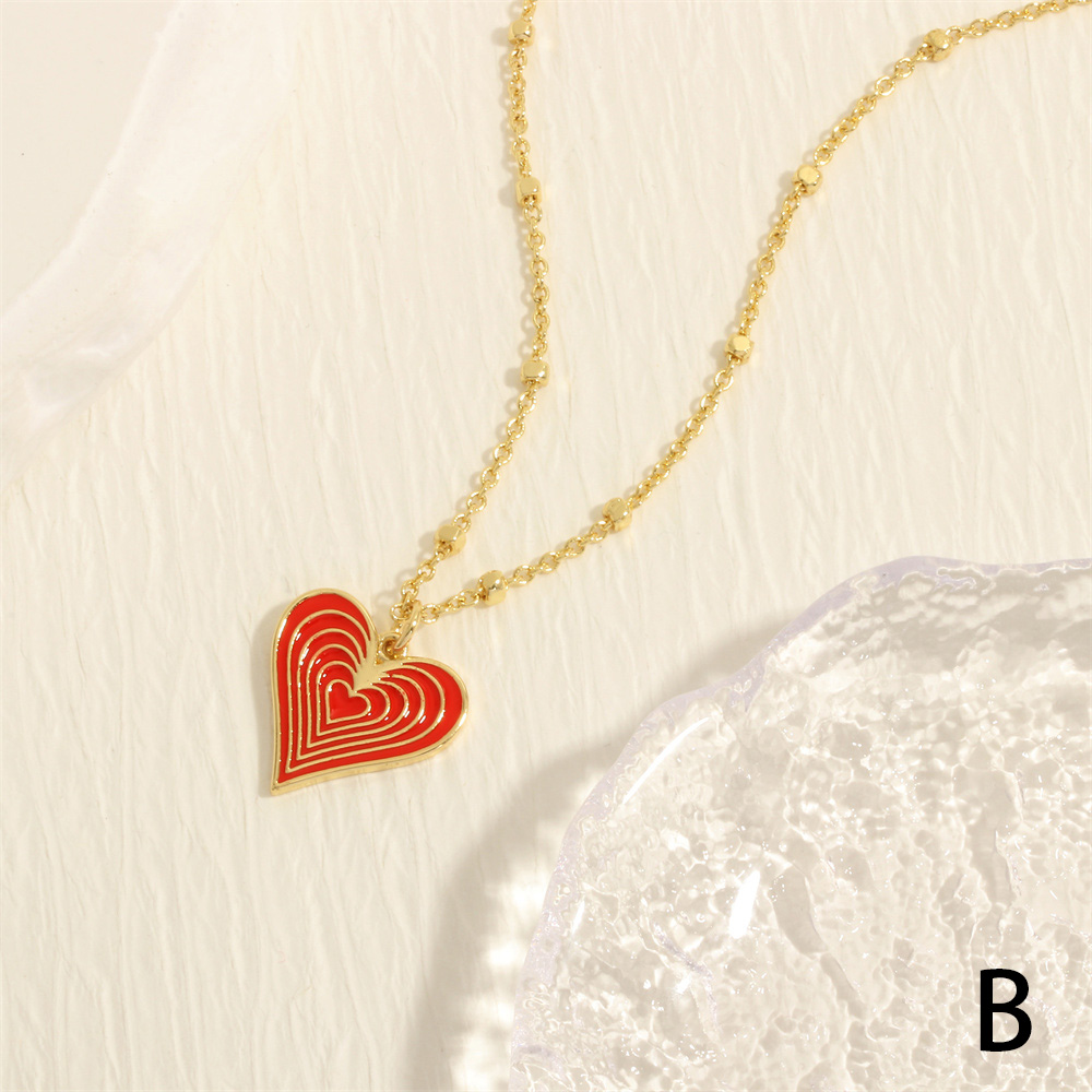 Simple Style Heart Shape Copper Enamel Plating 18k Gold Plated Pendant Necklace display picture 6