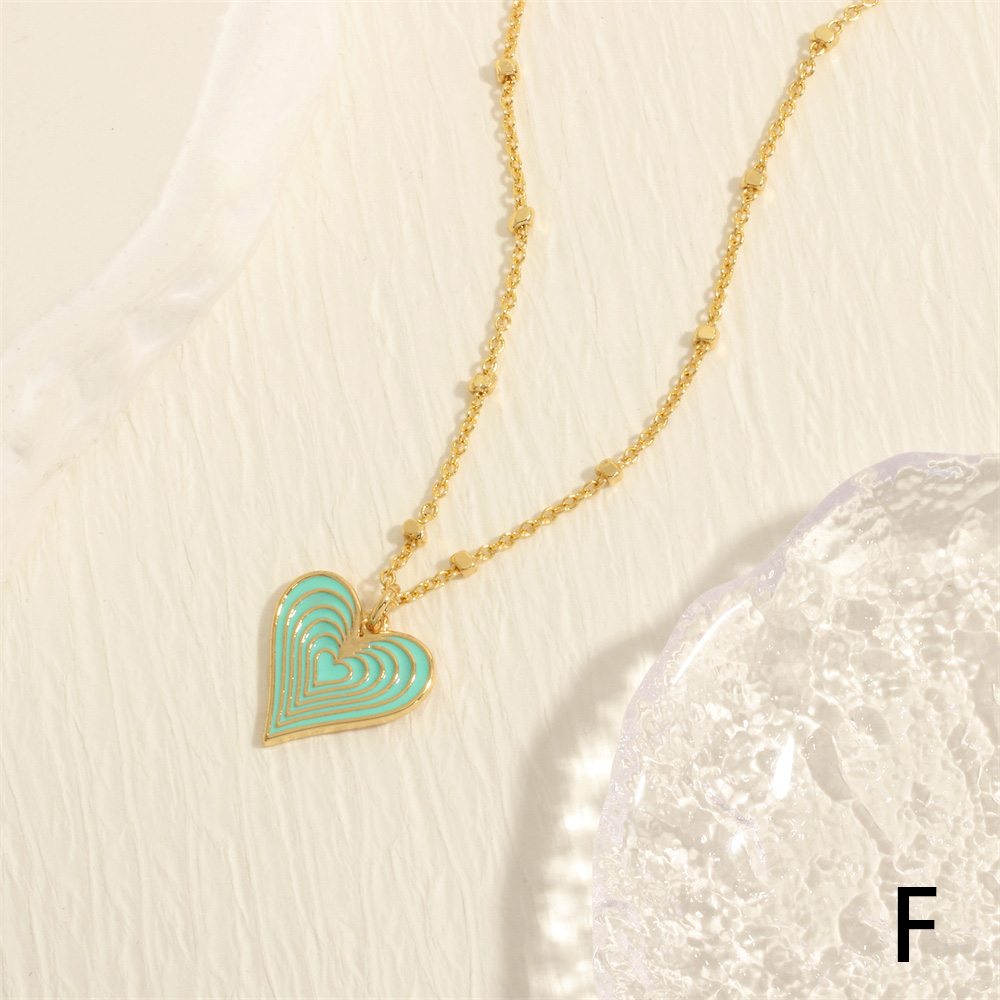 Simple Style Heart Shape Copper Enamel Plating 18k Gold Plated Pendant Necklace display picture 10