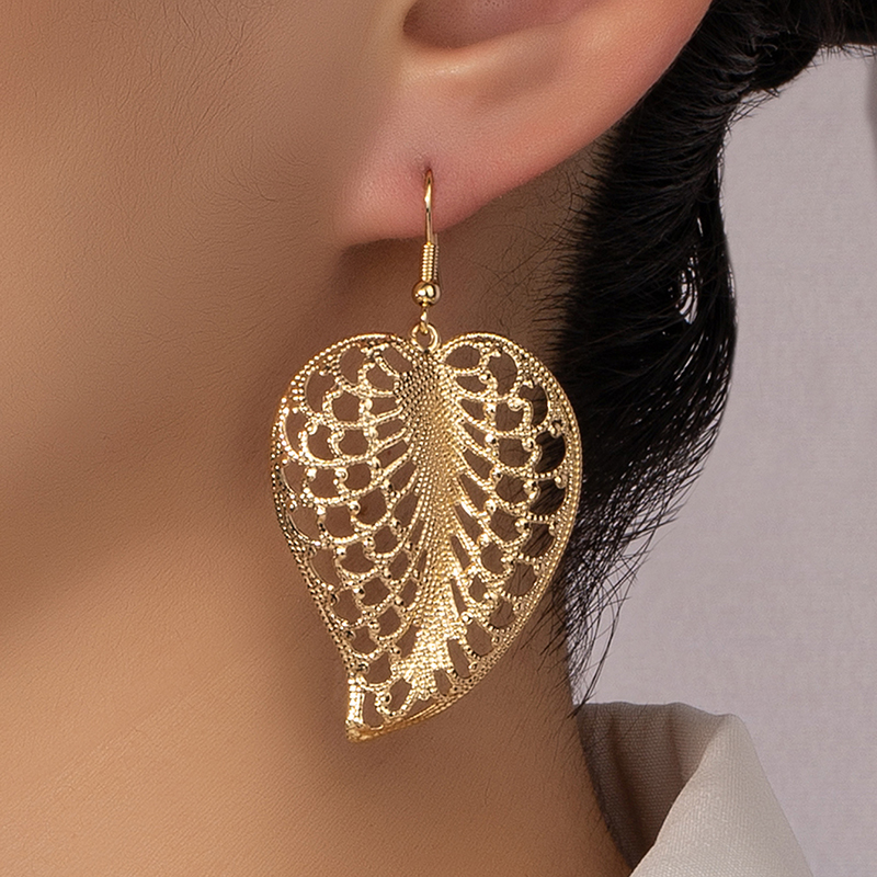 1 Pair Simple Style Leaves Solid Color Plating Ferroalloy 14k Gold Plated Drop Earrings display picture 6