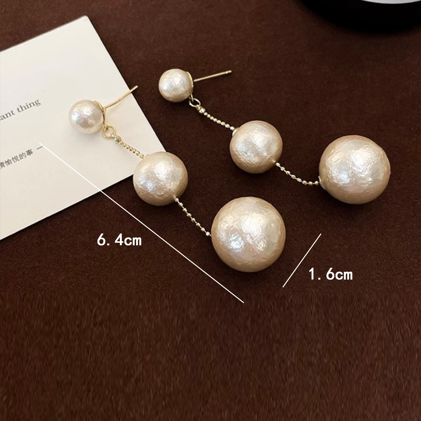 1 Pair Simple Style Solid Color Plating Cotton Pearl Gold Plated Drop Earrings display picture 6