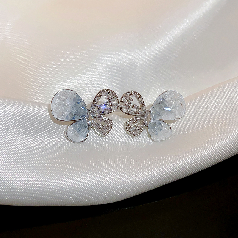 1 Pair Vintage Style Butterfly Plating Inlay Alloy Zircon Silver Plated Ear Studs display picture 4