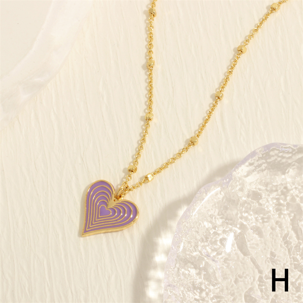 Simple Style Heart Shape Copper Enamel Plating 18k Gold Plated Pendant Necklace display picture 14