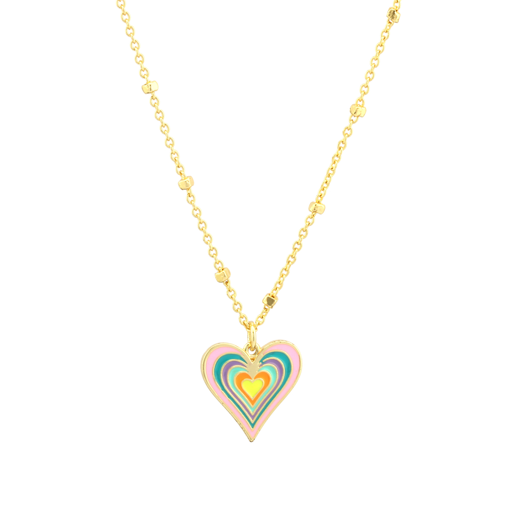 Simple Style Heart Shape Copper Enamel Plating 18k Gold Plated Pendant Necklace display picture 1