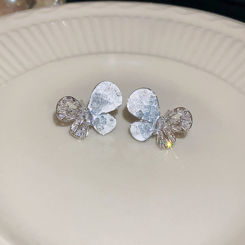 1 Pair Vintage Style Butterfly Plating Inlay Alloy Zircon Silver Plated Ear Studs display picture 5