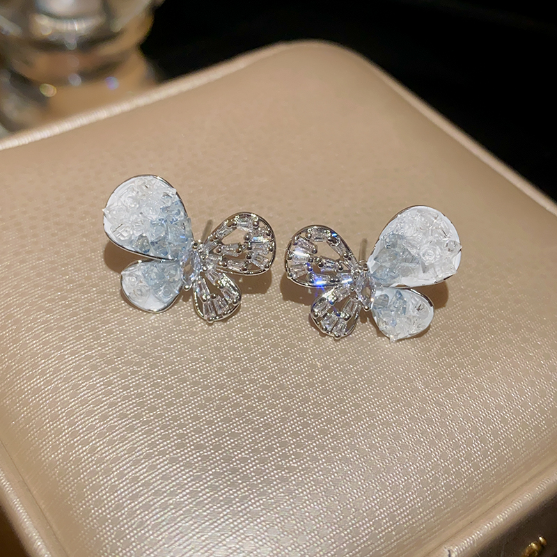 1 Pair Vintage Style Butterfly Plating Inlay Alloy Zircon Silver Plated Ear Studs display picture 10