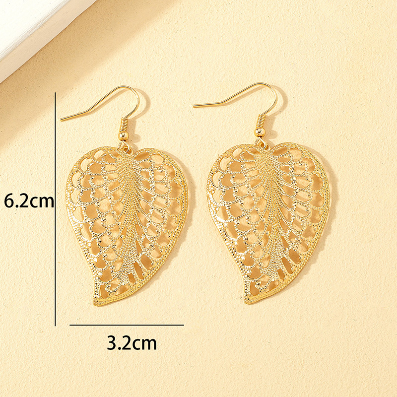 1 Pair Simple Style Leaves Solid Color Plating Ferroalloy 14k Gold Plated Drop Earrings display picture 7