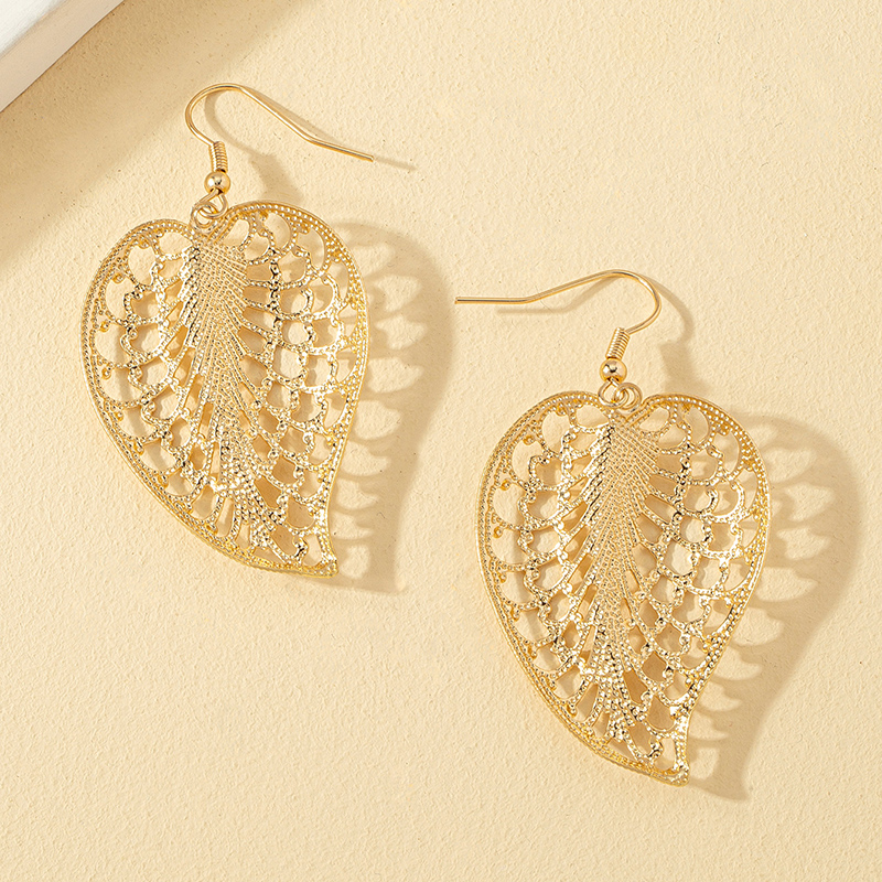 1 Pair Simple Style Leaves Solid Color Plating Ferroalloy 14k Gold Plated Drop Earrings display picture 10