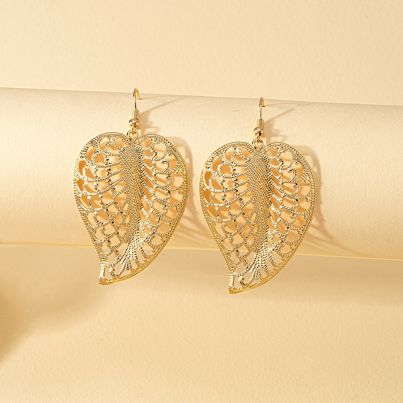 1 Pair Simple Style Leaves Solid Color Plating Ferroalloy 14k Gold Plated Drop Earrings display picture 8